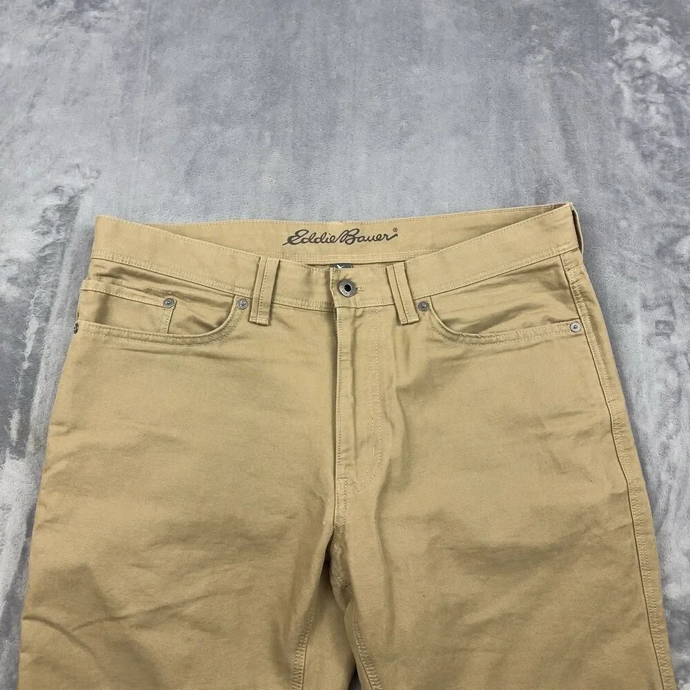 Eddie Bauer Pants Mens Size 34x30 Tan Khaki Canvas Utility 5 Pocket Work Outdoor